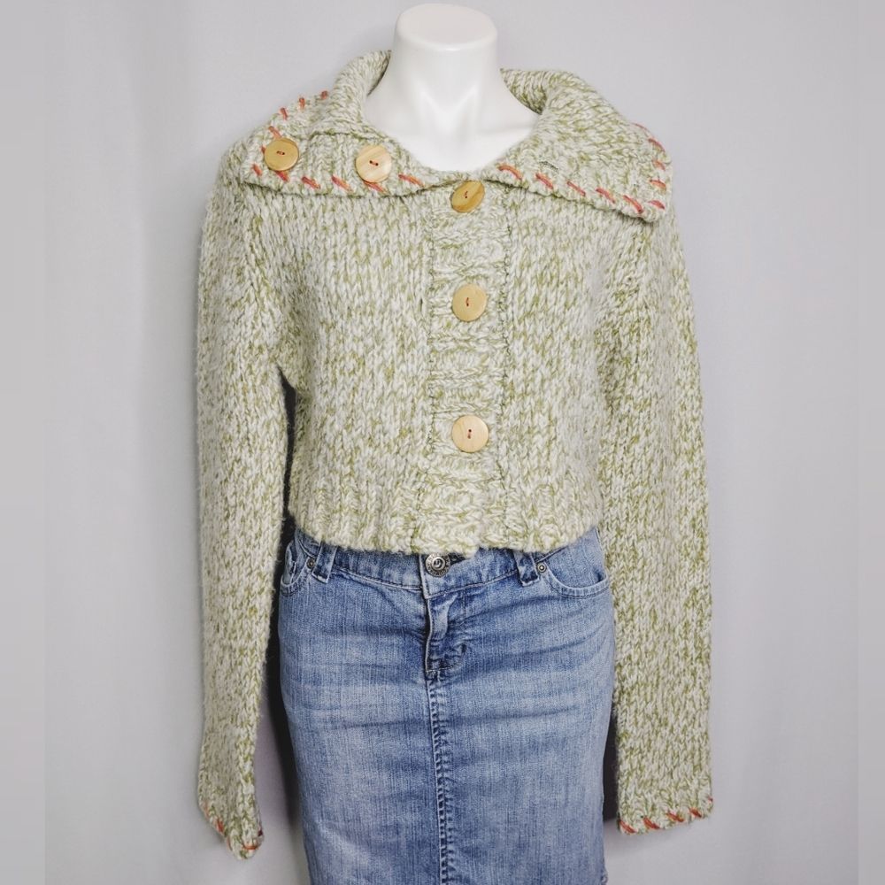 Anthro Kaisely Green Wool Alpaca Blend Sweater Size XL EUC